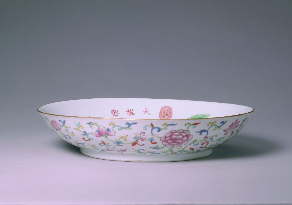 图片[2]-Pink Coloured Heron Lotus Plate-China Archive